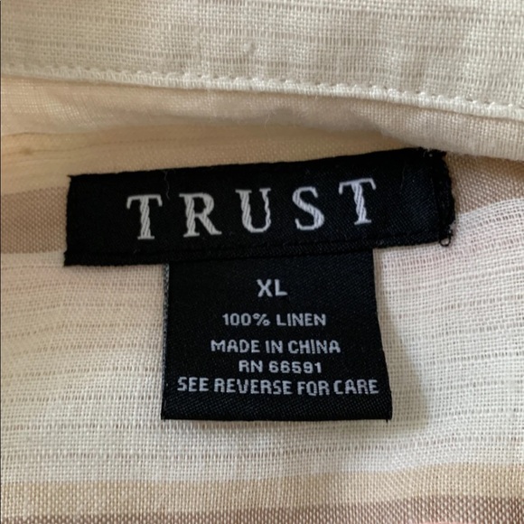 Trust 100% linen Button Down shirt Men’s XL - Picture 7 of 7